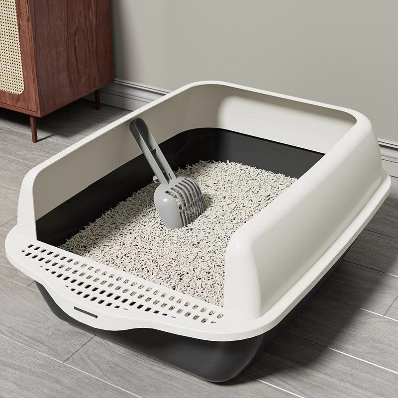 Large Semi-Enclosed Cat Litter Box with Removable Parts