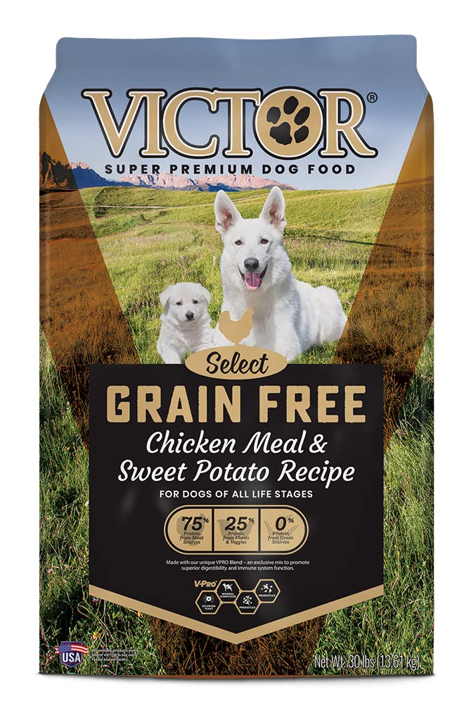 Victor Super Premium Dog Food – Grain Free Chicken Meal & Sweet Potato Recipe - Dry Dog Food for Dogs of All Life Stages – High Protein Dry Dog Food for All Normally Active Dogs 30 lb